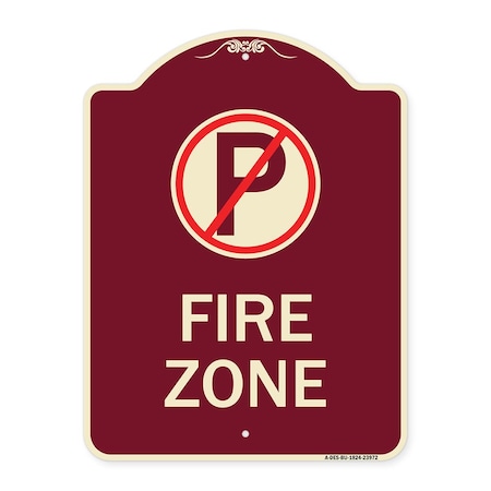 Fire Zone No Parking Symbol Heavy-Gauge Aluminum Architectural Sign